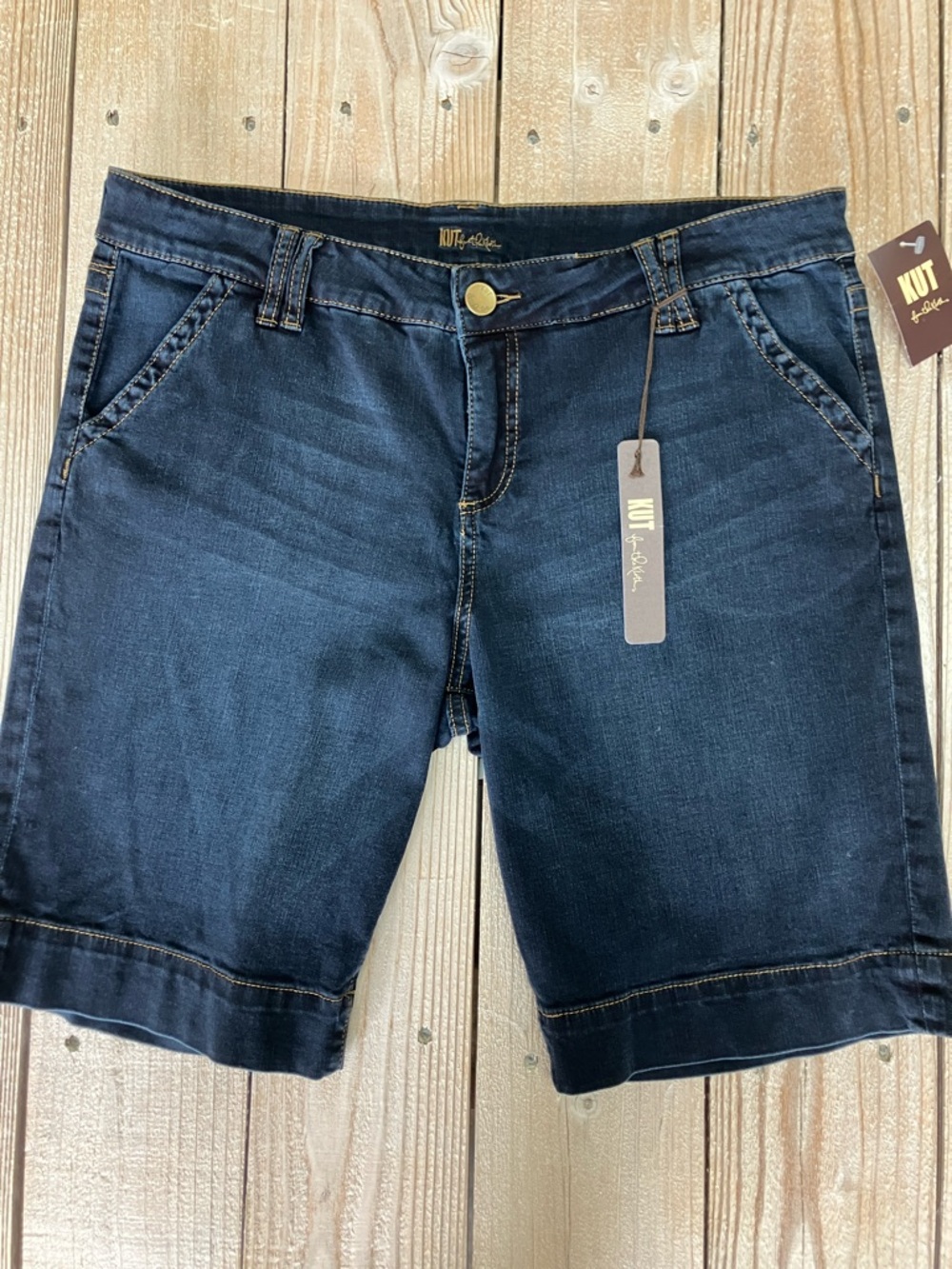 Kut from the Kloth Navy Dark Wash Bermuda Shorts